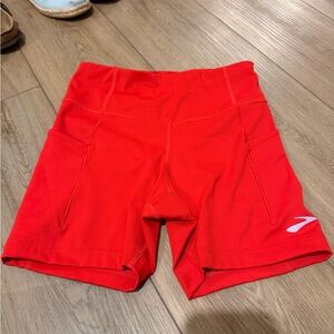 Women’s Red Athletic Biker Shorts - Brooks